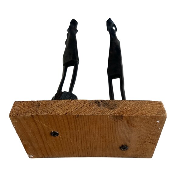 Vtg Hand-Carved Wooden Sculpture – African Tribal Figures Carrying Vessels, 15” - Picture 4 of 4